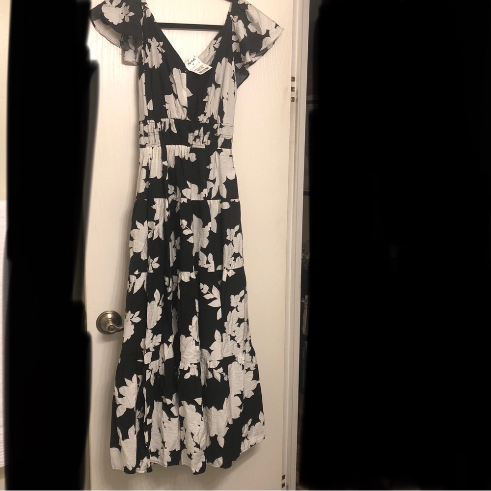 NWT Rachel Zoe Black & White Maxi Dress Size XS elastic back, waist & shoulder. - Picture 2 of 4